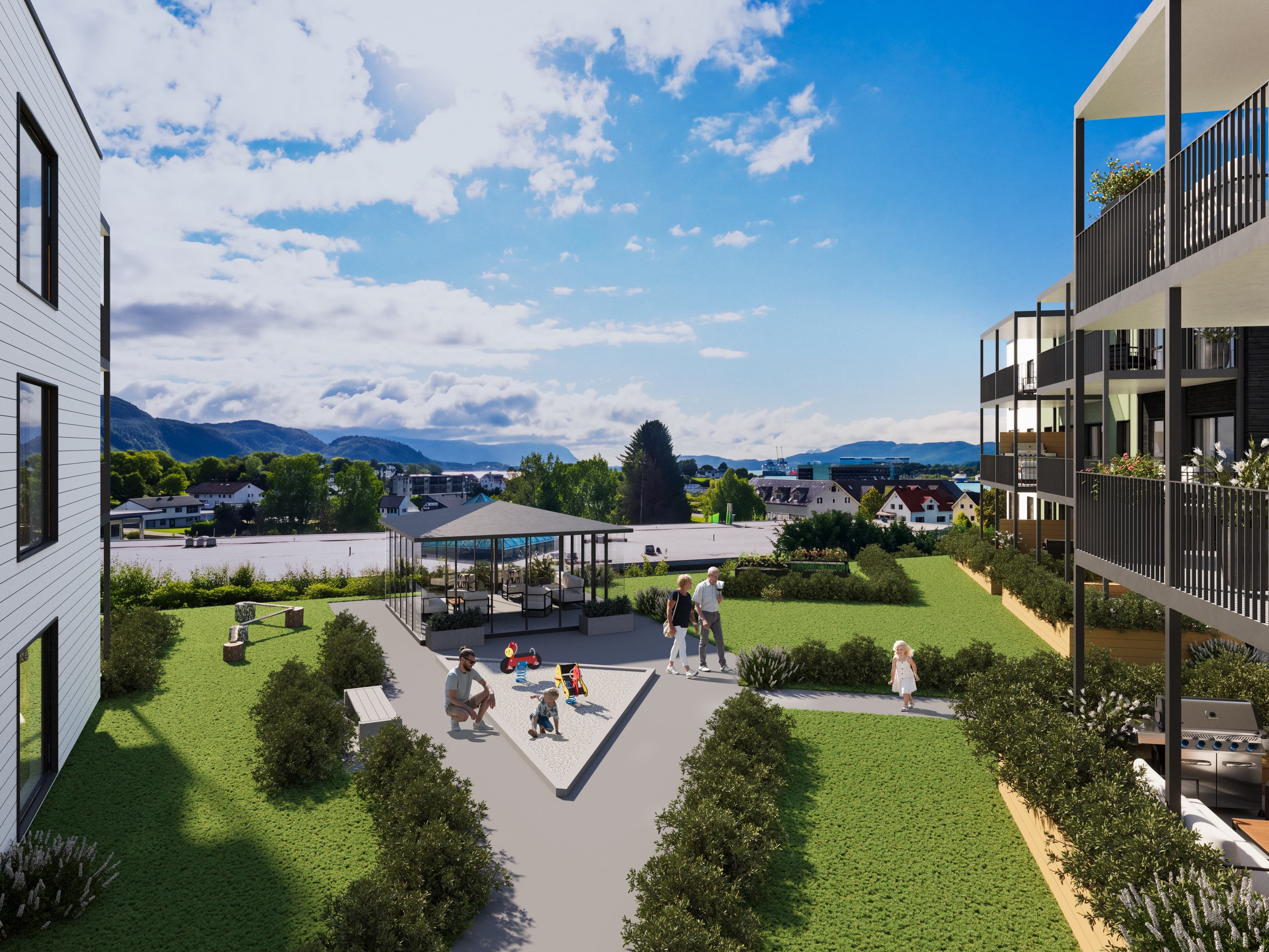 Tunet i Viketunet Park sett mot sjøen
